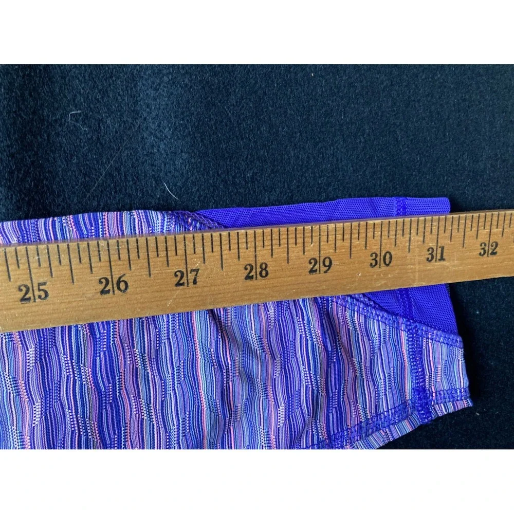 Lululemon Athletica Size 4 Purple Pink Stripe Athletic Legging Pants Zip Pockets